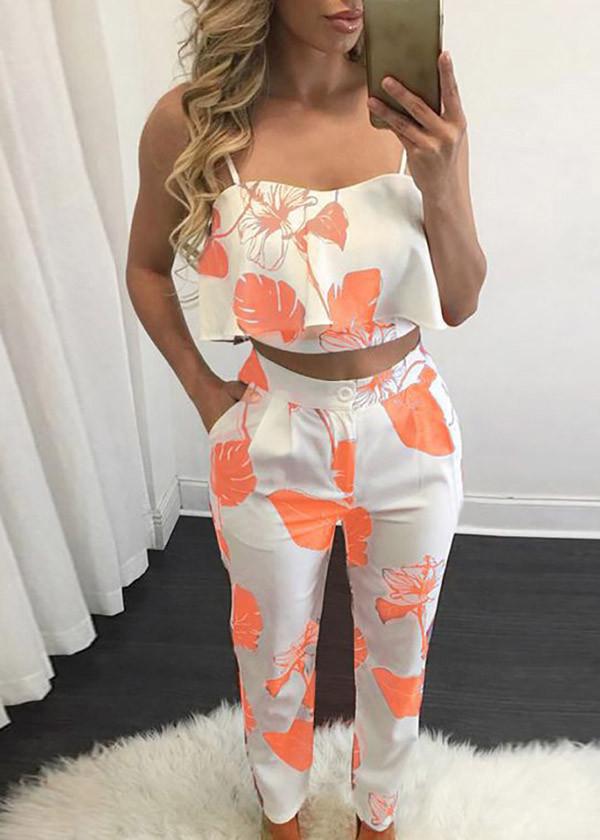 Conjunto Estampado Regata Cropped + Calça no Meio da Canela