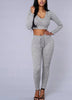 Conjunto Canelado Cropped com Capuz e Calça Legging