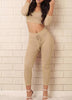 Conjunto Canelado Cropped com Capuz e Calça Legging