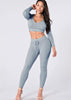 Conjunto Canelado Cropped com Capuz e Calça Legging