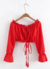Blusa Cropped Babado Ombro a Ombro Ciganinha