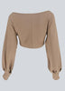Blusa Cropped Manga Longa em Malha Canelada