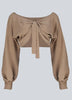 Blusa Cropped Manga Longa em Malha Canelada
