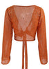Blusa Cropped de Amarrar Manga Longa