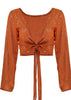Blusa Cropped de Amarrar Manga Longa