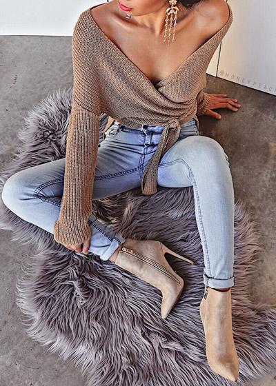 Blusa de Tricot Mullet Decote v Transpassado