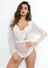 Body Feminino Renda e Tule Manga Longa