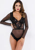 Body Feminino Renda e Tule Manga Longa