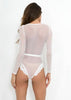 Body Feminino Renda e Tule Manga Longa