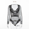 Body Feminino Renda e Tule Manga Longa