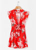 Vestido Curto Florido Decotado na Frente