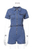Macaquinho Jeans Curto Feminino