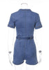 Macaquinho Jeans Curto Feminino