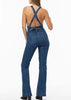 Macacão Jeans Flare com Ziper na Frente