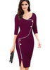 Vestido Midi Tubinho com Fenda Para Trabalhar