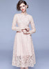 Vestido Midi Renda Rose Gola Laço