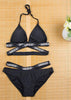 Conjunto de Biquíni Preto Com Tiras