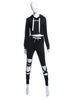Conjunto de Blusão Cropped Capuz + Calça Vazada Em Moletom
