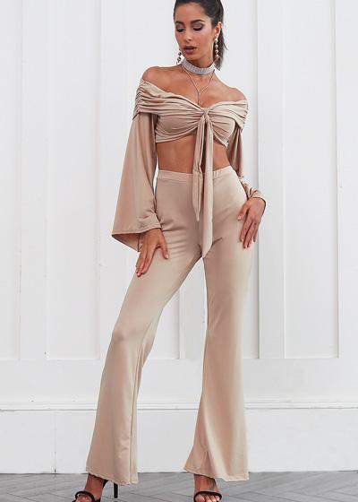 Conjunto de Calça Flare e Cropped Ciganinha