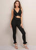 Conjunto De Cropped E Calça Com Babado Na Barra