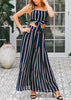 Conjunto Listrado Calça Pantalona e Cropped