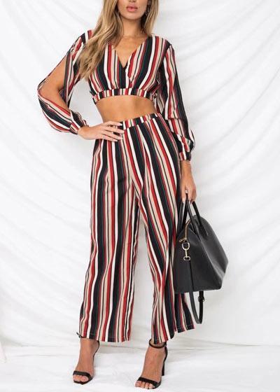 Conjunto Listrado Calça Pantalona e Blusa