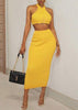 Conjunto Malha Canelada de Cropped com Saia Longa