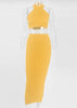 Conjunto Malha Canelada de Cropped com Saia Longa