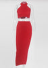 Conjunto Malha Canelada de Cropped com Saia Longa