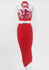 Conjunto Malha Canelada de Cropped com Saia Longa