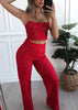 Conjunto Renda Cropped e Calça Pantalona