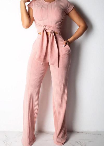 Conjunto Malha de Calça e Blusa Amarrada na Cintura