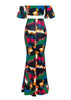 Conjunto Saia Longa com Fenda e Cropped Estampado