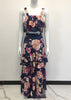 Conjunto Estampado Cropped e Saia Longa com Babado