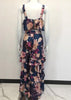Conjunto Estampado Cropped e Saia Longa com Babado