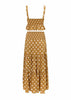 Conjunto Cropped e Saia Longa Estampada Poa