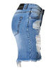 Saia Jeans Curta Desfiada e Rasgadinha