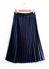 Saia Midi Plissada Azul Marinho