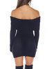 Vestido Suéter em Tricot Ombro a Ombro