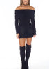 Vestido Suéter em Tricot Ombro a Ombro