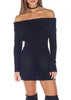 Vestido Suéter em Tricot Ombro a Ombro