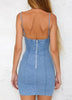 Vestido Jeans Bordado Com Ilhós Trançado