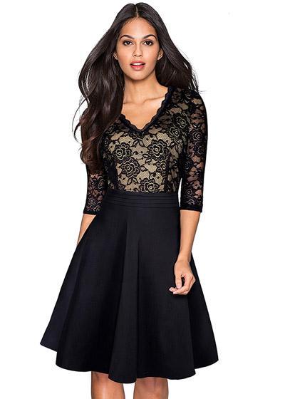 Vestido Godê Midi Com Renda Por Cima