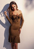Vestido Ombro a Ombro com Babado na Barra