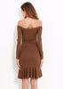 Vestido Ombro a Ombro com Babado na Barra