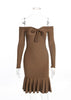 Vestido Ombro a Ombro com Babado na Barra
