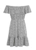 Vestido de Poá Ombro a Ombro com Babado