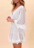Vestido de Festa Curto Tule Bordado Com Renda