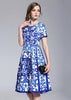 Vestido Curto Rodado de Estampa de Porcelana