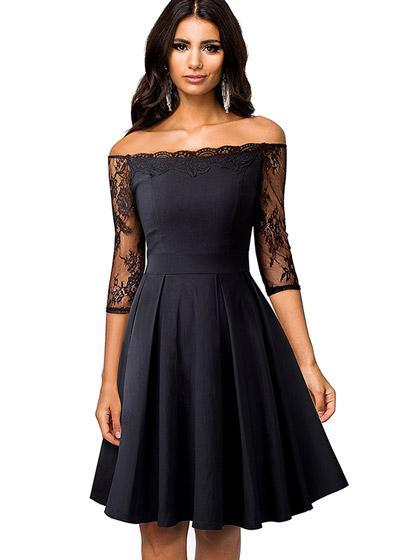 Vestidos Godê Com Renda Ombro a Ombro